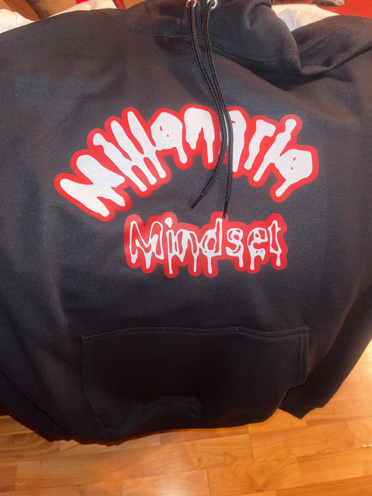 Black Hoodie W/Red Back W/White Words