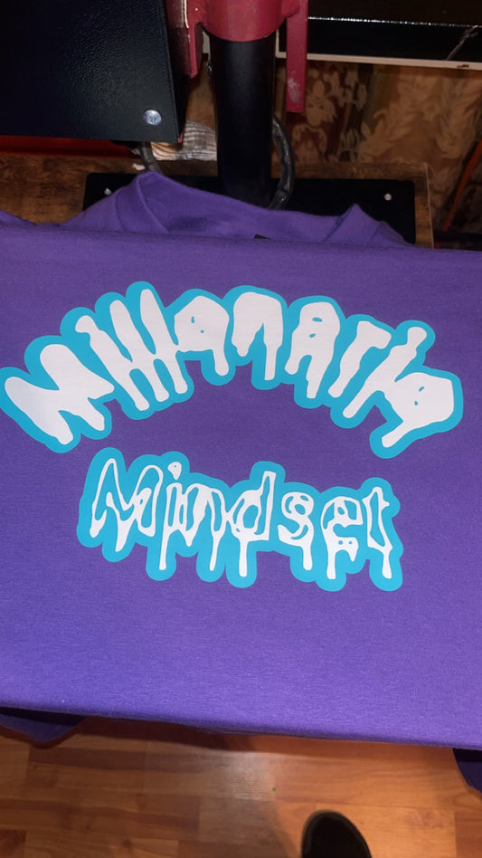 Purple T-Shirt W/Light Turquoise Back W/White Words