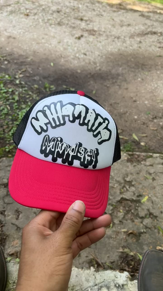 Black&Red Trucker Hat W/ Black Back W/White Words